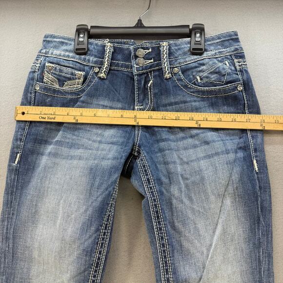 Vigoss Jeans Women's 3x21 Blue The York Capri Leather Studded Embellished - Picture 11 of 14